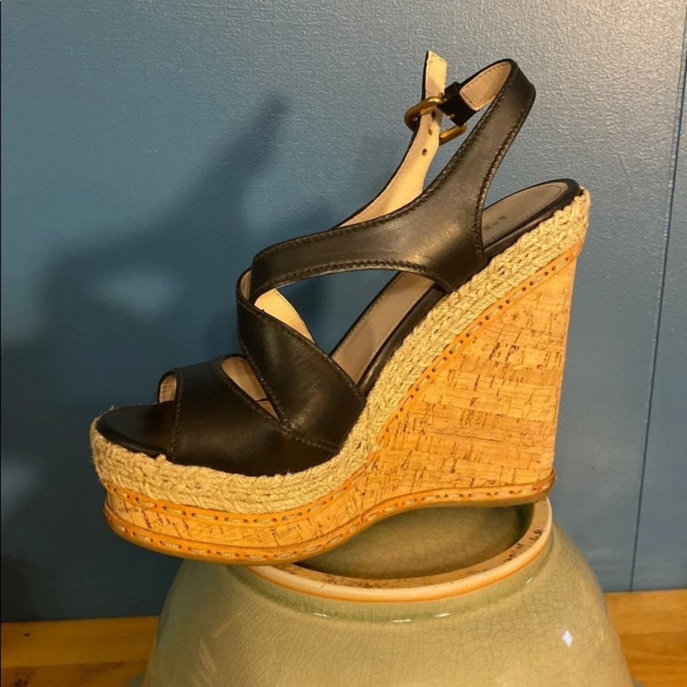 PRADA CORK WEDGE HEELS